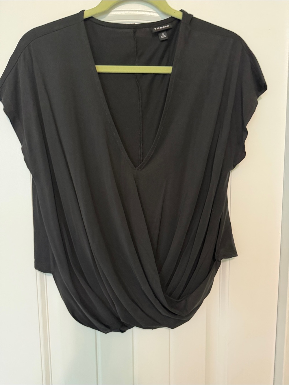 torrid Black Draped Surplice V-Neck Blouse